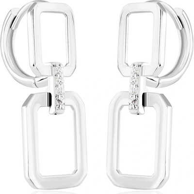 Gemmax Elegantní visací náušnice z bílého zlata se zirkony na zámek GLEWB-02988