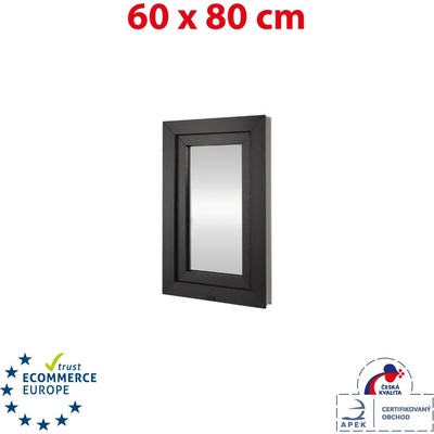 OKNA-HNED.SK Plastové okno 60x80 cm otváravé aj sklopné ľavé biele / antracit