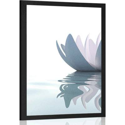 Plakát lotosový květ v řece - 30x45 black