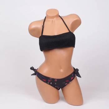 Image 1 of Бански с бюстие в черно и цветя - чашка b