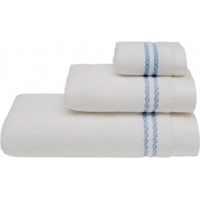 Soft Cotton malý uterák Chaine 30 x 50 cm biela / modrá výšivka