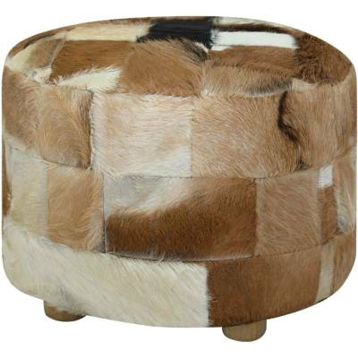 vidaXL Taburet, kozí kůže, kulatý, 50x50x45 cm - 11461.244548