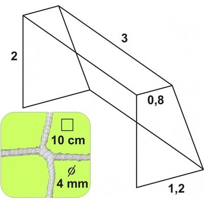 Kosiksiete Hádzanárska sieť 3x2x0,8x1,2/10/4mm