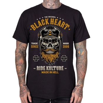Black heart мъжка тениска с щампа BLACK HEART - WHISKERY - Black - 1416