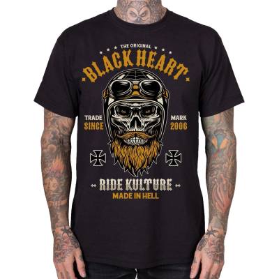 Black heart мъжка тениска с щампа BLACK HEART - WHISKERY - Black - 1416