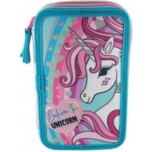 Graffiti Ученически несесер с пособия Graffiti Unicorn - Believe in Unicorn, с 2 ципа (241331)