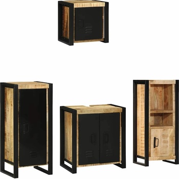 vidaXL Комплект мебели за баня с чекмедже 4 pcs Солидно мангово дърво (3305642)