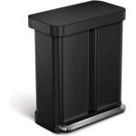 simplehuman Матово черно стоманено кошче за боклук 34+24 l за рециклиране/с педал - simplehuman (CW2117)