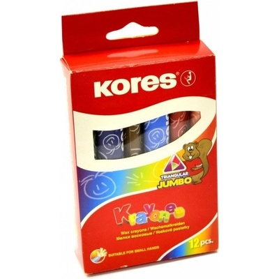 Voskovky KORES trojhranné JUMBO 12 sada mix
