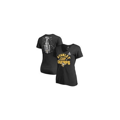 Dámske tričko Pittsburgh Penguins Fanatics Branded 2017 Stanley Cup Champions Shootout V Neck T Shirt Black