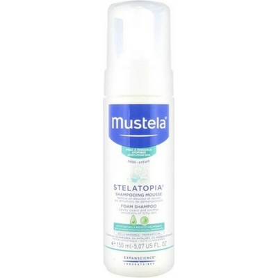 Mustela Bébé Stelatopia Foam Shampoo dětský zklidňující šampon pro děti s extrémně suchou a atopickou pokožkou 150 ml