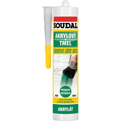 Soudal akrylový těsnící tmel, přetíratelný, bílý, 300 ml