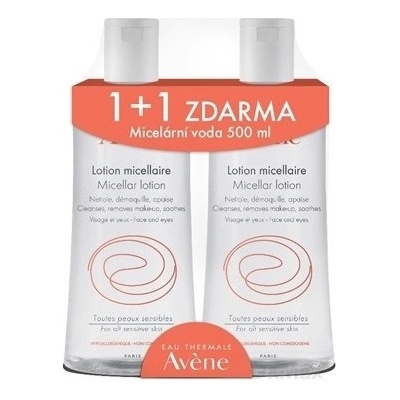 Avene Lotion Micellaire (Duo) micelárna voda pre všetky typy pleti 2 x 500 ml darčeková sada