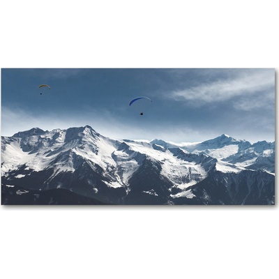 Foto obraz fotografie na skle paragliding Alpy 100x50 cm