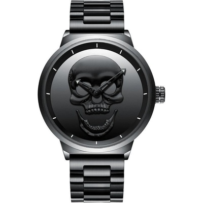 Biden Мъжки часовник Biden Skull, Неръждаема стомана, Черен (BIDEN-0063-STEEL-BLACK)