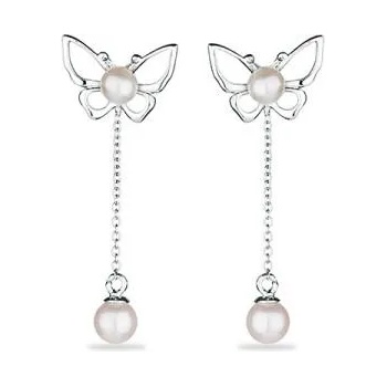 Image 1 of Swan Сребърни обици пеперуди с естествена перла RT142EWL Swan