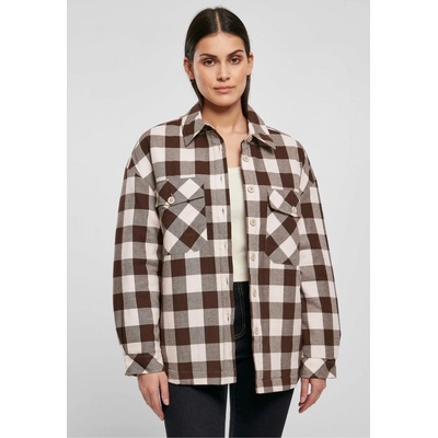 Urban Classics košeľová Ladies Flanell Padded Overshirt pink/brown