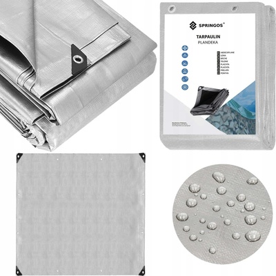 Springros krycí plachta s oky 4 x 4 m extra silná 210g PE stříbrná PROTECT GA2145-XG