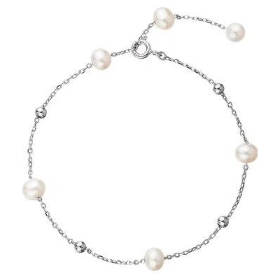 Pavona stříbrný náramek řetízek s říčnimi perlami střídavě se stříbrnou kuličkou 23021.1