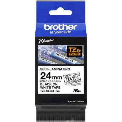 Brother TZESL251 páska bezpečnostní Barva pásky bílá Barva písma černá 24 mm 8 m