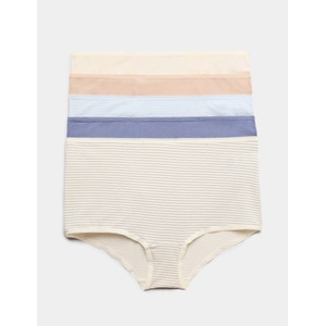 Marks & Spencer Къси гащи с висока талия, памук Lycra, 5 бр. Marks & Spencer синьо Marks & Spencer | Sin | ЖЕНИ | 8
