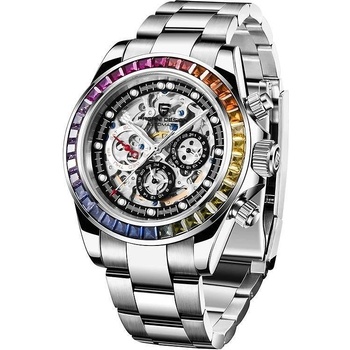 Pagani Мъжки часовник Pagani Design Sideous, Механичен, Хронограф, Сребрист / Многоцветен (PD-1653-SILVER-COLORF)