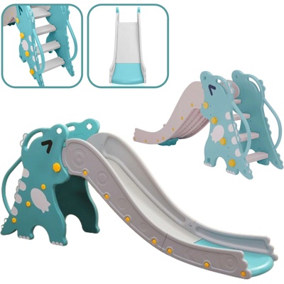 Pepita Детска пързалка за вътрешно и външно ползване Pepita 190 см - Dino - тюркоазено сиво (SL8182)