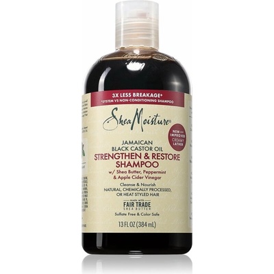 Shea Moisture Jamaican Black Castor Oil Strengthen & Restore posilňujúci šampón pre kučeravé vlasy 384 ml