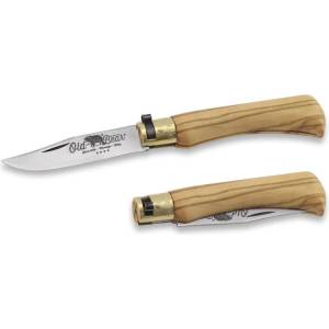 ANTONINI oldbear 9307/19_lu / Джобно ножче от неръждаема стомана с дръжка от маслинено дърво - кафяво 80 мм (aec0008)