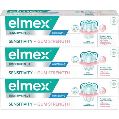 Elmex Sensitive Sensitivity + Gum Strenght Whitening 3 × 75 ml