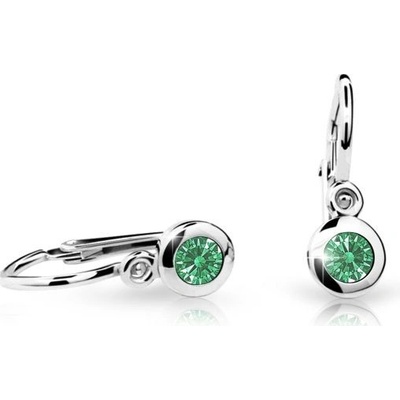 Danfil dětské náušnice C1537 z bílého zlata s kamínkem Emerald Green zapínání brizura