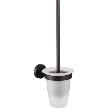 JB Sanitary WC štetka s držákem a skleněnou nádobkou barva černá KB1501