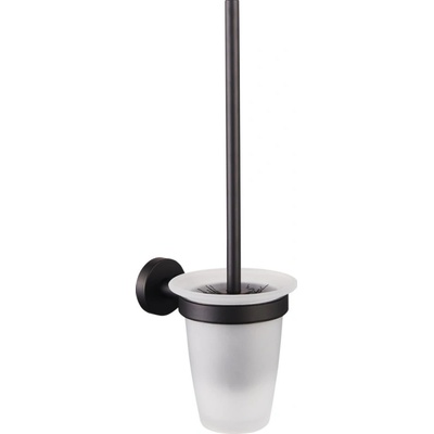 JB Sanitary WC štetka s držákem a skleněnou nádobkou barva černá KB1501