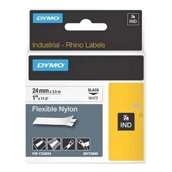 DYMO Rhino 1734524, S0773840, 24mm x 3, 5m, черен печат/бял фон, оригинална лента (1734524)