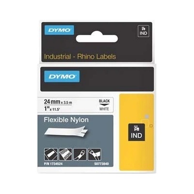 DYMO Rhino 1734524, S0773840, 24mm x 3, 5m, черен печат/бял фон, оригинална лента (1734524)