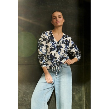 Moodo Цветна суитшърт с V-образно деколте бяла Moodo Moodo | Byal | ЖЕНИ | XS