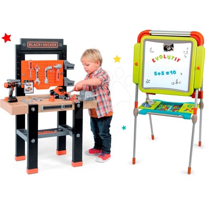 Smoby Black+Decker s vrtačkou a polohovatelná oboustranná tabule