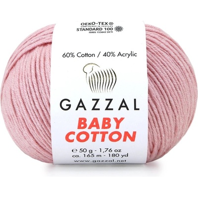 Gazzal Příze Baby cotton 3444 pudrová růžová