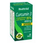 HEALTHAID Хранителна добавка Куркумин, Health Aid Curcumin 3 600mg Turmeric 30 x 1 tablets