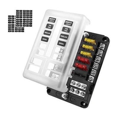 Distribuční blok -12 pojistek, kladný i záporný pól /pojistkový držák/ – Zboží Mobilmania