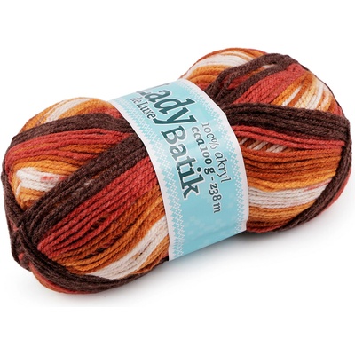 Pletací příze Lady Batik de Luxe 100 g Varianta: 3 (607) oranžová okrová hnědá tmavá, Balení: 1 ks 57430/146172/264043