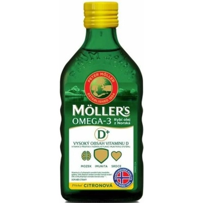 Möller's Omega 3 rybí olej + vitamín D citrónová príchuť 250 ml
