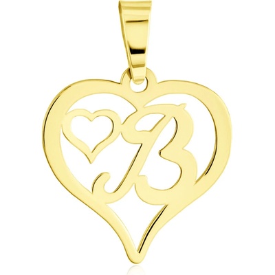 Gemmax Zlatý přívěsek Písmenko B srdíčko GLPYN 55991