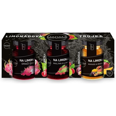 Madami Ovoce na Limonádu Dračí ovoce a Malina a limetka a Mango a Marakuja 3 x 60 g