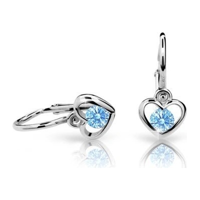 Danfil dětská srdíčka C1943 z bílého zlata s kamínkem Arctic Blue zapínání brizura
