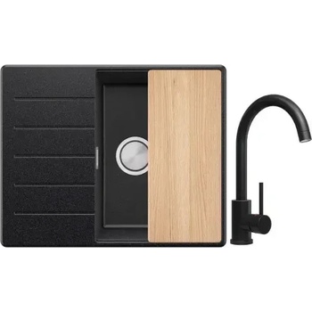 Твоят Стил Графитна кухненска мивка от гранит Копенхаген 620х500 + Смесител