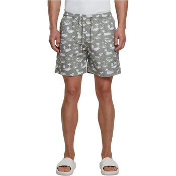 Urban Classics Бански гащета Urban classics Pattern swimming shorts - Grey (Pale Olive / White)