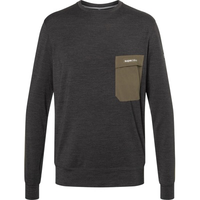 funkční merino mikina Alpine Pocket Crew jet black melange/wren
