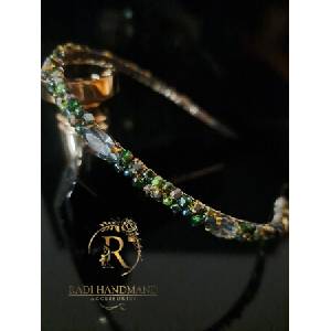 Radi handmade Диадема със сигнално зелени кристали и камъни (941)