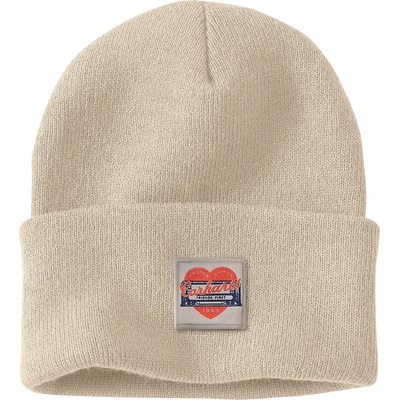 Carhartt Дамска зимна шапка (beanie) Carhartt Women's Knit Heart Patch Beanie - Oat Milk - размер One Size (904-6253-0211)